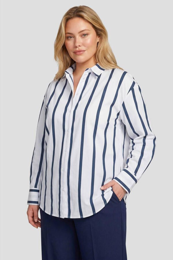 Exxcellent gestreepte blouse Plus Size wit
