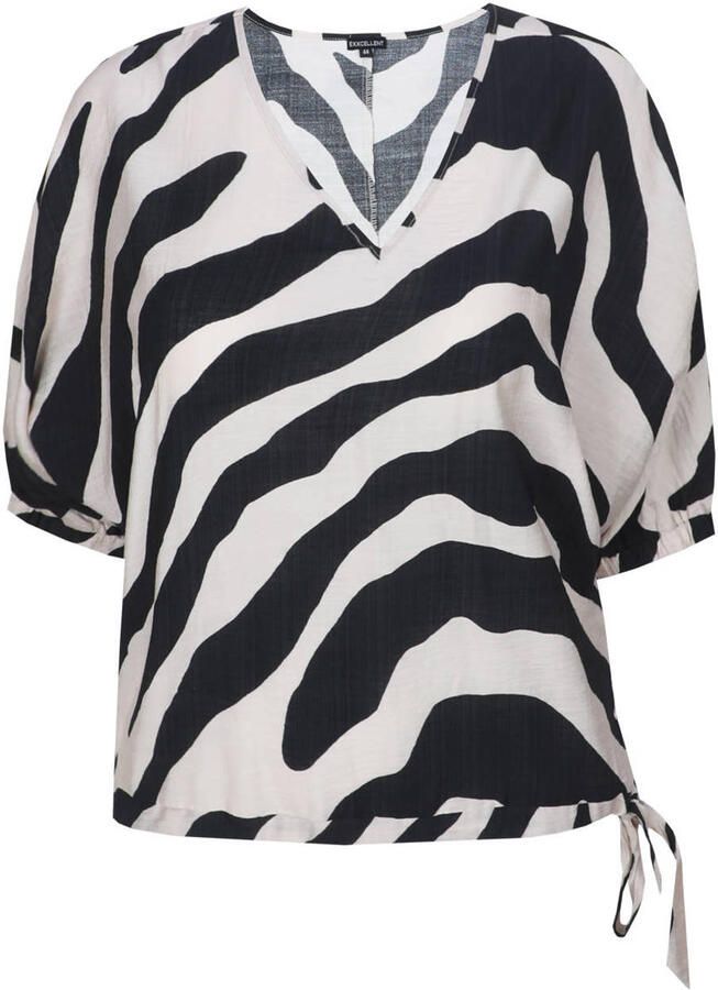 Exxcellent gestreepte blousetop zwart - Foto 3