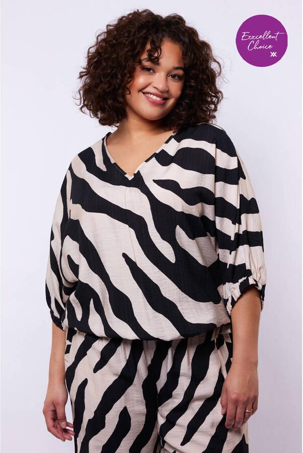 Exxcellent gestreepte blousetop zwart