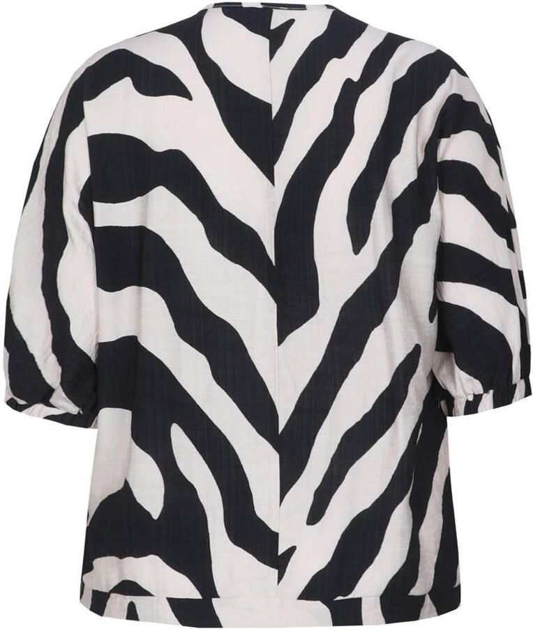 Exxcellent gestreepte blousetop zwart - Foto 2