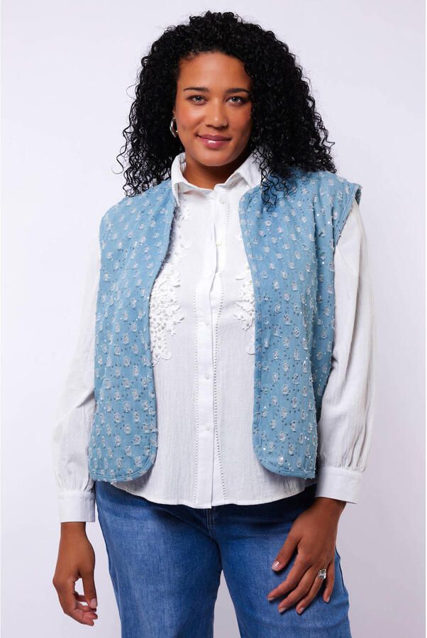 Exxcellent gilet lichtblauw met pailletten