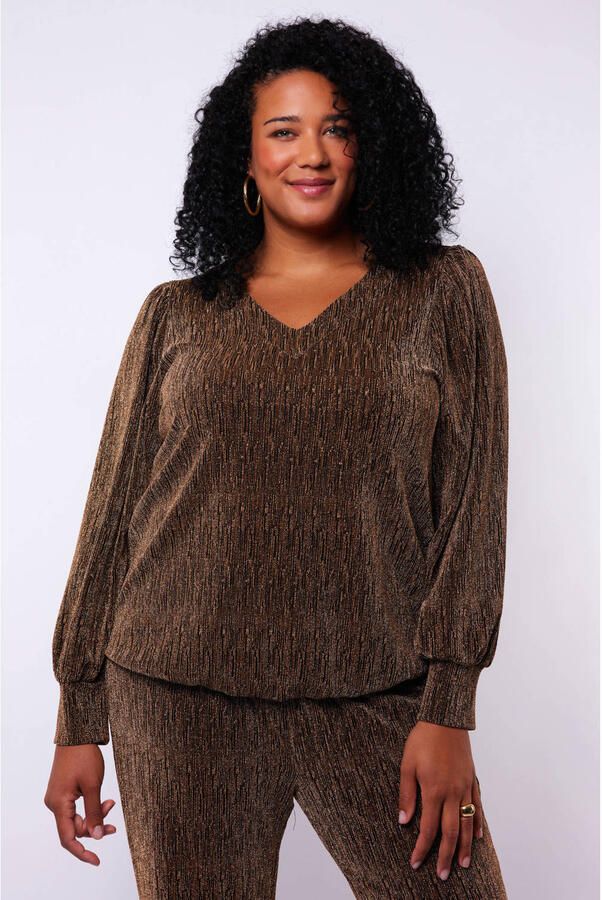Exxcellent glitter top goud met lurex