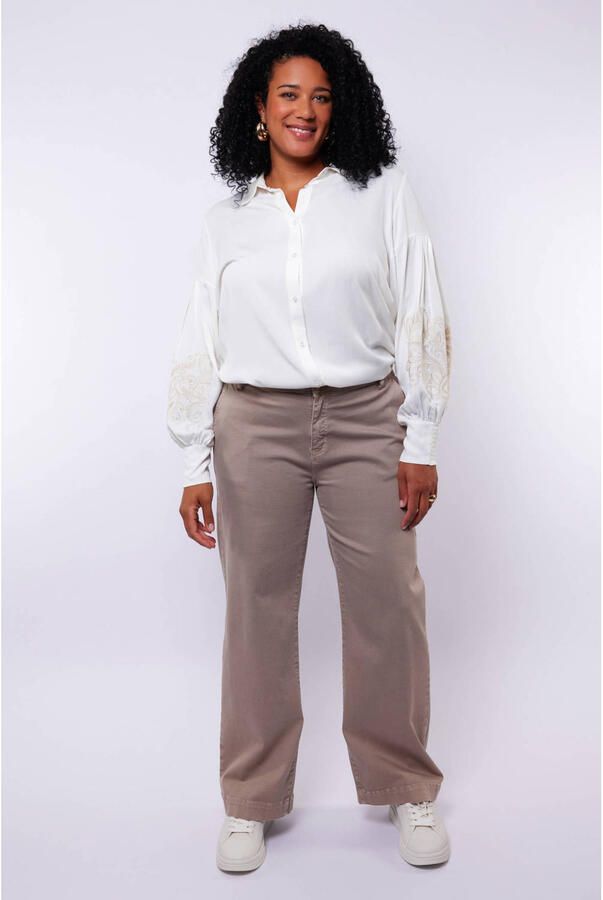 Exxcellent high waist straight leg jeans taupe