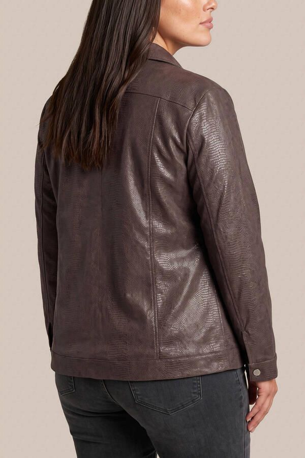 Exxcellent Plus Size imitatieleren jas donkerbruin - Foto 3