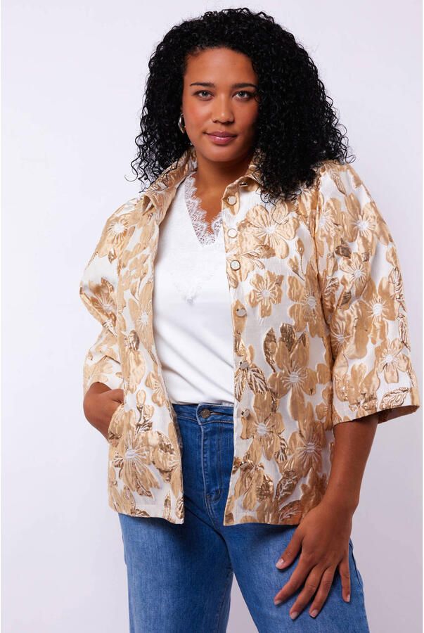 Exxcellent jasje met lurex goud
