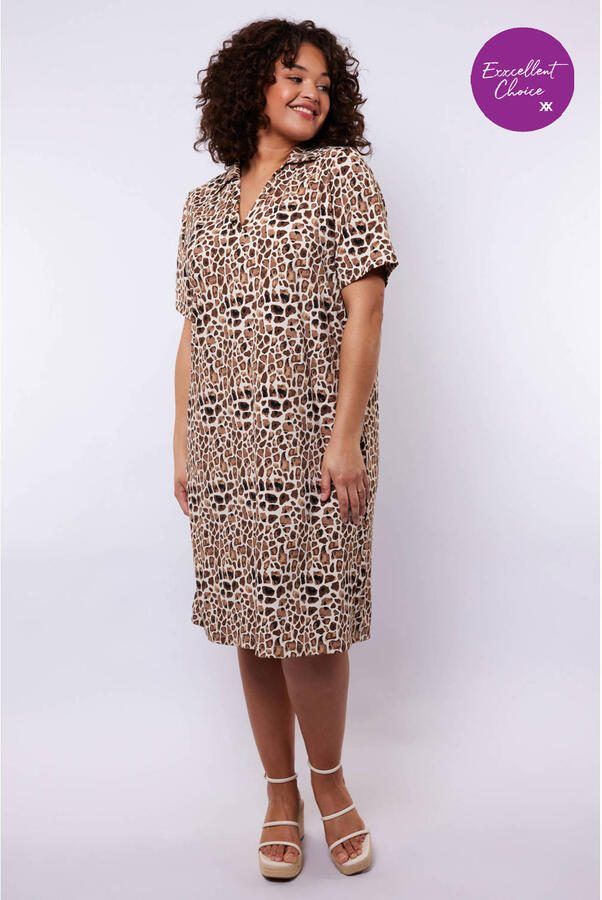 Exxcellent midi jurk met dierenprint bruin