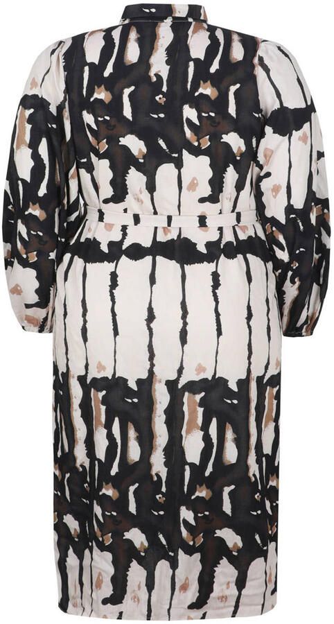 Exxcellent midi jurk Plus Size met ceintuur en print bruin - Foto 3