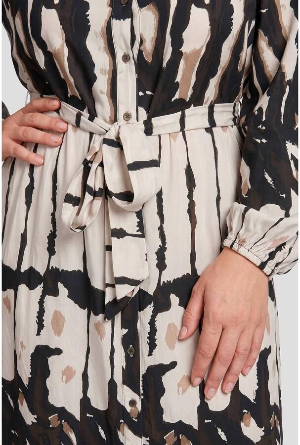 Exxcellent midi jurk Plus Size met ceintuur en print bruin - Foto 2
