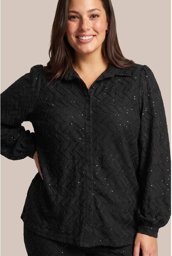 Exxcellent Plus Size blouse met pailletten zwart