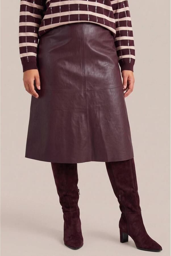 Exxcellent Plus Size imitatieleren A-lijn rok donkerrood - Foto 1