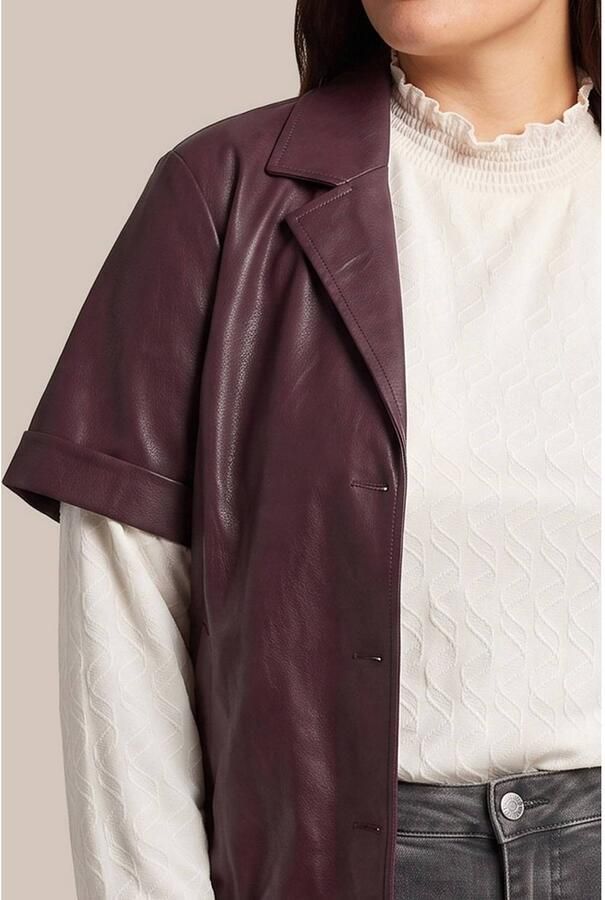 Exxcellent Plus Size imitatieleren regular blazer donkerrood - Foto 2