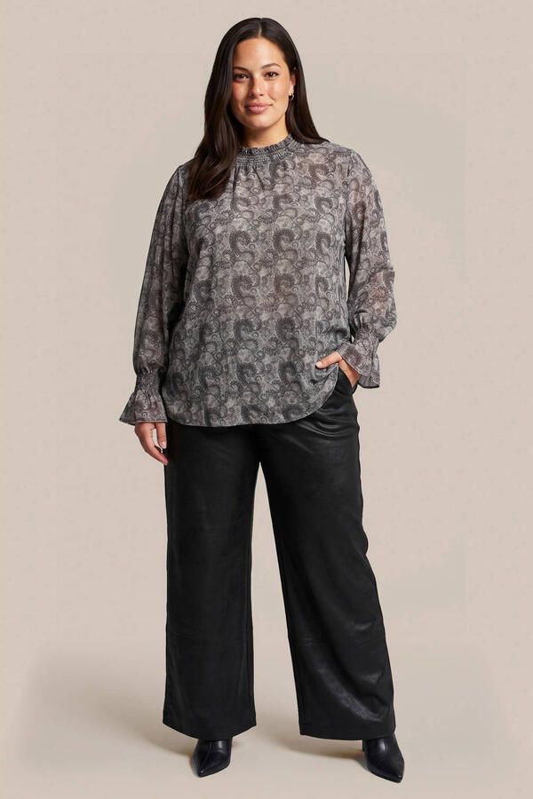 Exxcellent Plus Size semi-transparante top met print beige zwart - Foto 3