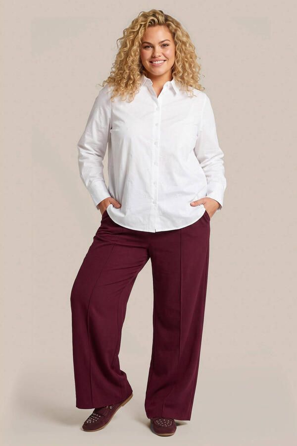 Exxcellent Plus Size straight leg broek aubergine
