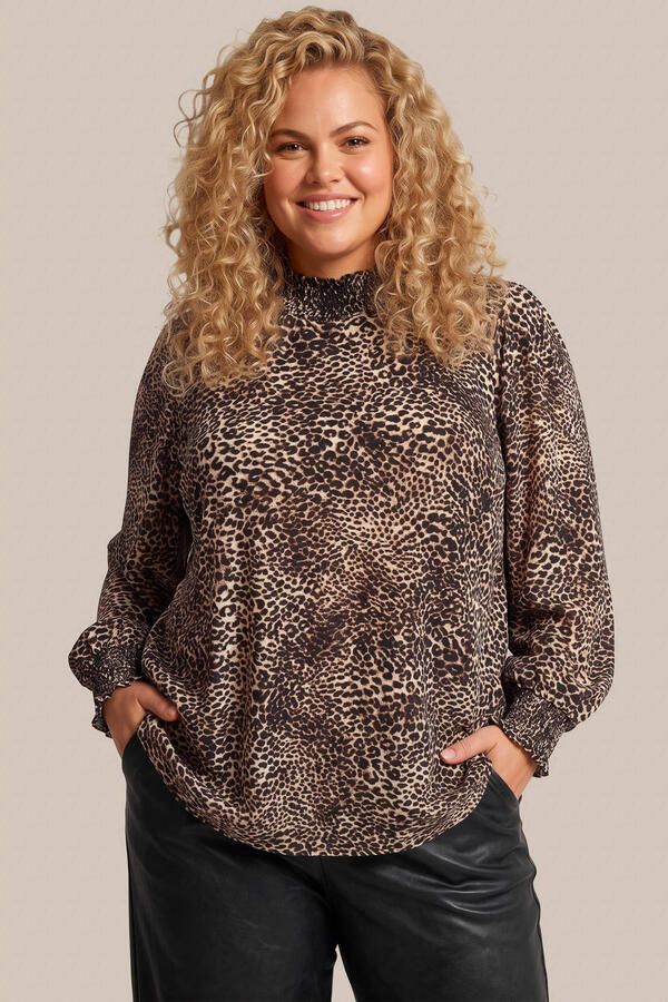 Exxcellent Plus Size top met dierenprint zand zwart