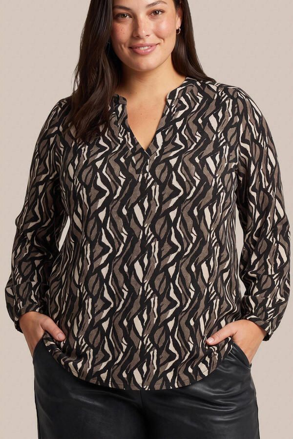 Exxcellent Plus Size top met print zwart bruin beige