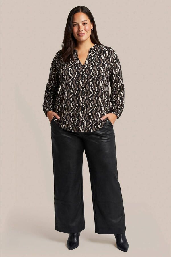 Exxcellent Plus Size top met print zwart bruin beige - Foto 2