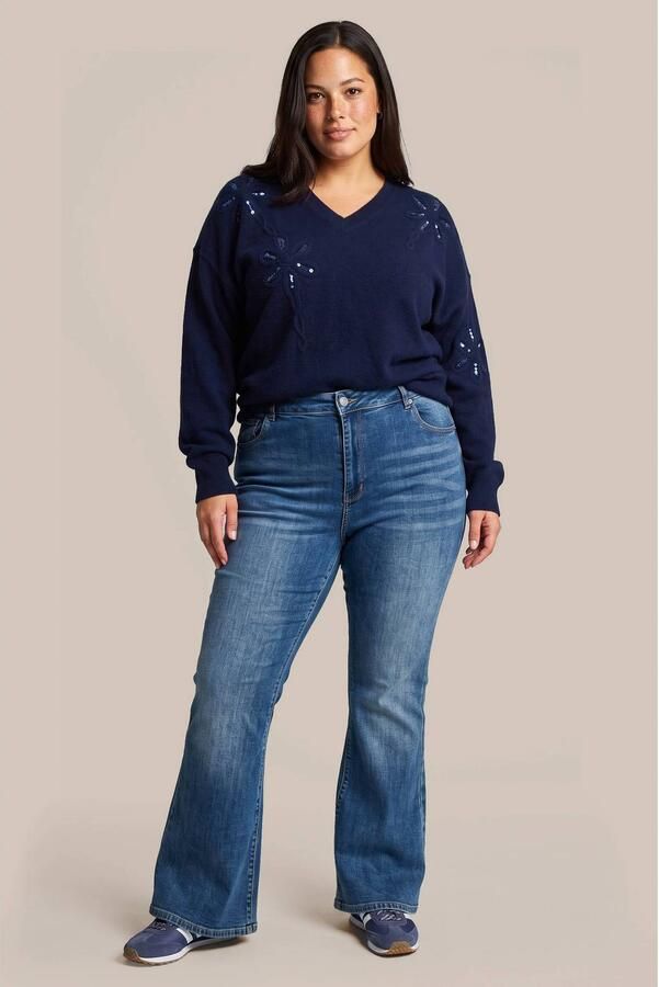 Exxcellent Plus Size trui met pailletten donkerblauw - Foto 3