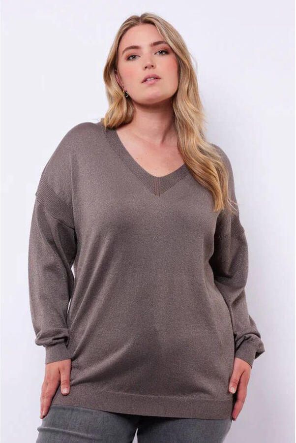 Exxcellent pullover taupe met lurex