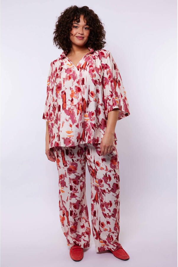 Exxcellent regular waist casual broek rood