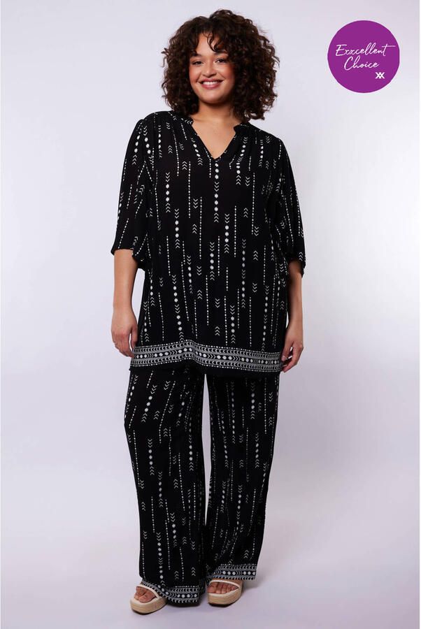 Exxcellent regular waist palazzo broek zwart