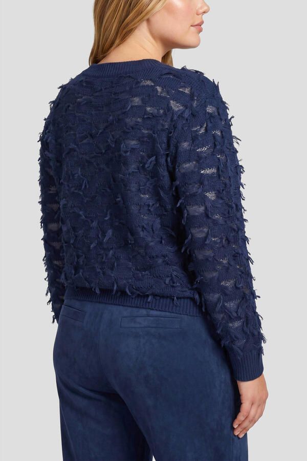 Exxcellent semi-transparante pullover met rafels en wol Plus Size donkerblauw - Foto 3