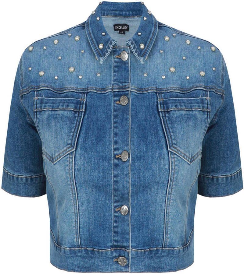 Exxcellent spijkerjas met parels medium blue denim - Foto 2