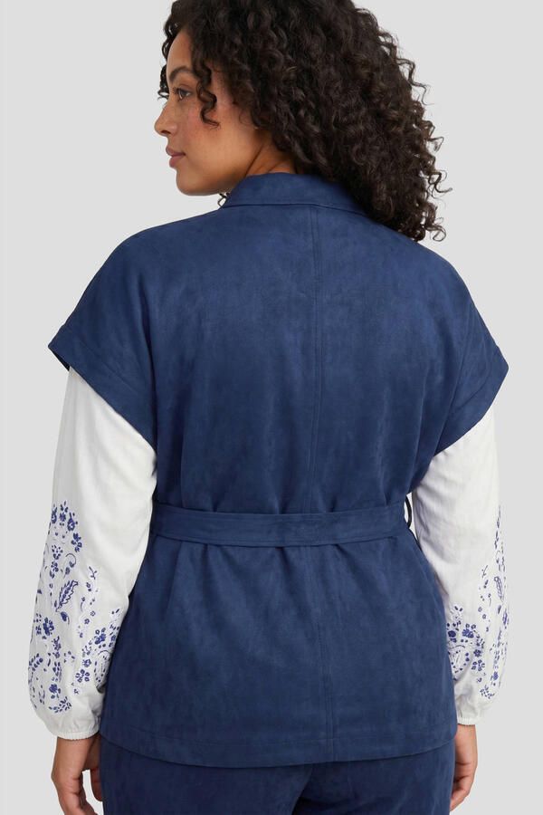 Exxcellent suèdelook gilet met ceintuur Plus Size donkerblauw - Foto 3