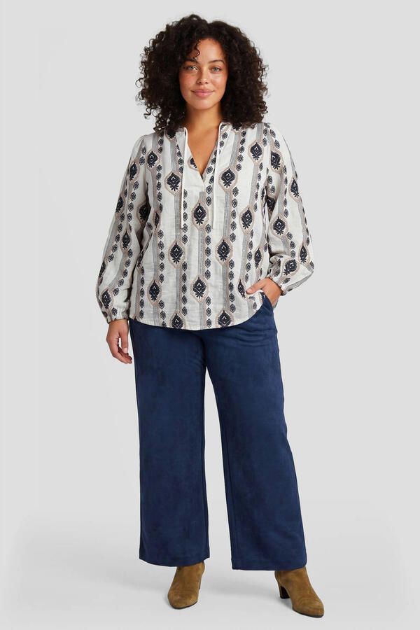 Exxcellent suèdelook straight leg pantalon Plus Size donkerblauw