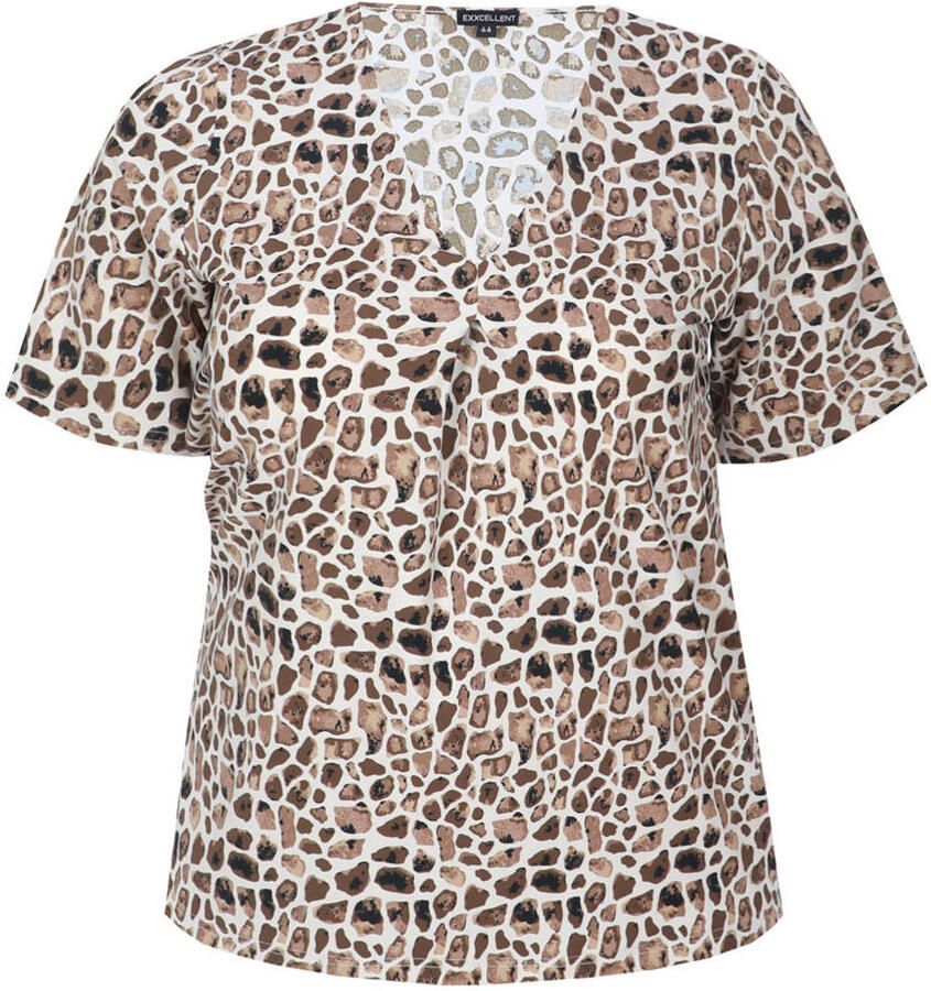 Exxcellent top met dierenprint bruin - Foto 2