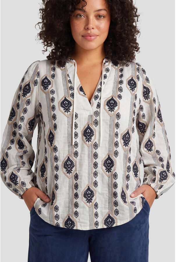 Exxcellent top met print en borduursels Plus Size meerkleurig