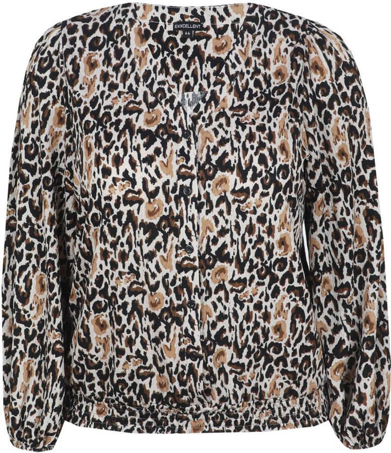 Exxcellent top met print Plus Size bruin