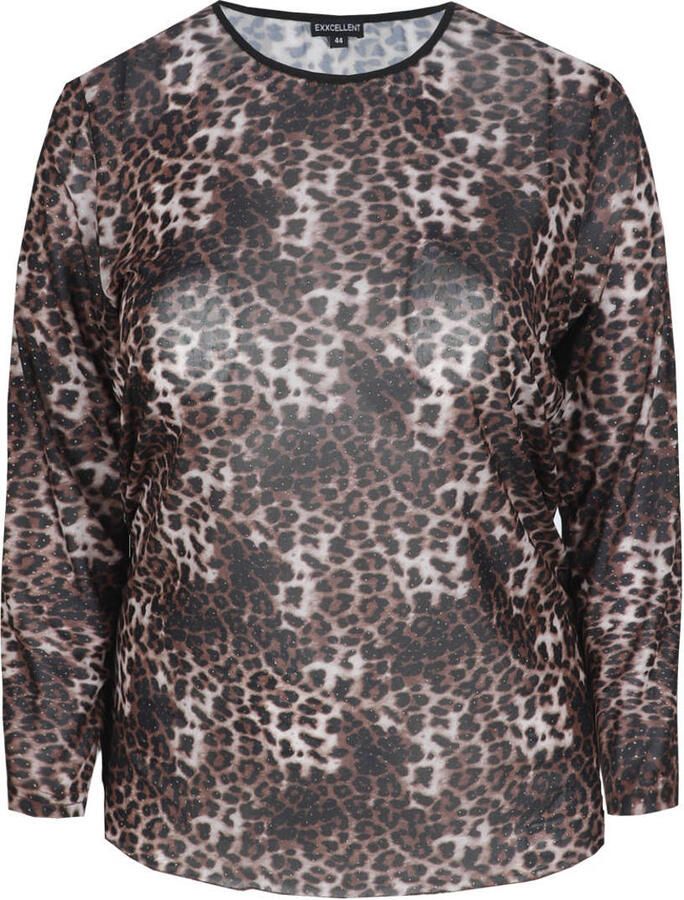 Exxcellent top Plus Size met panterprint meerkleurig