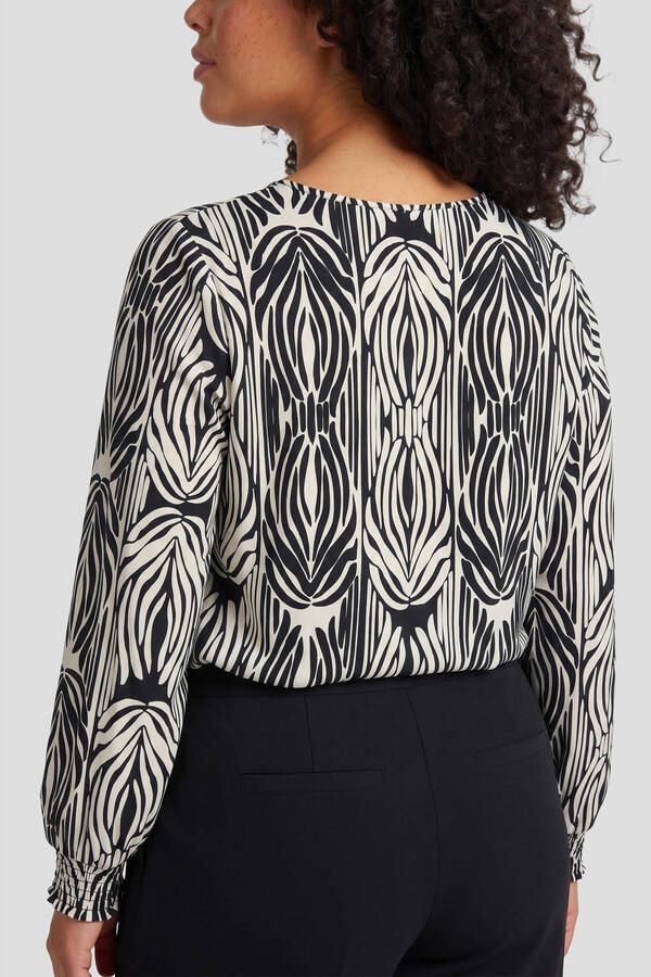 Exxcellent top Plus Size met smockwerk en print meerkleurig - Foto 3