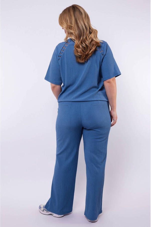 Exxcellent wide leg high waist casual broek blauw - Foto 2