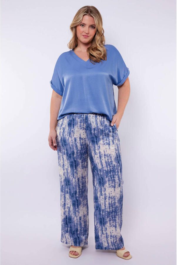 Exxcellent wide leg high waist casual broek blauw