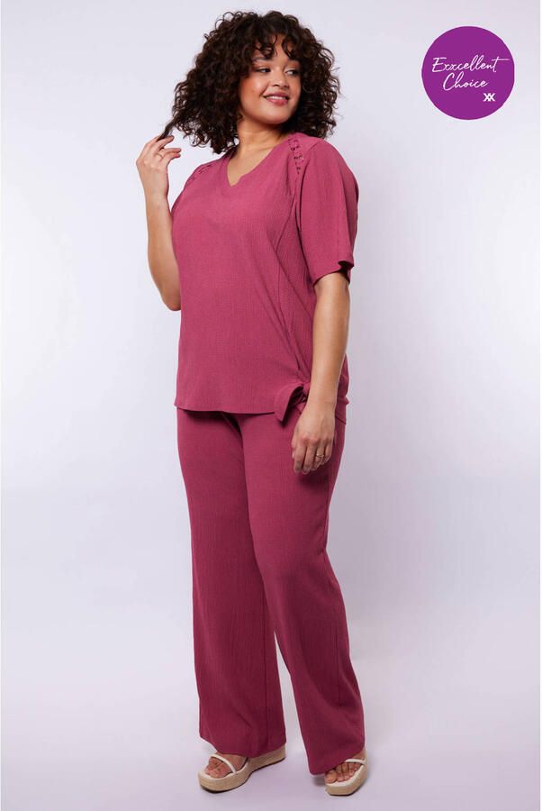 Exxcellent wide leg high waist casual broek roze