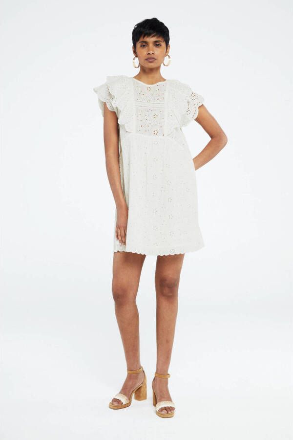 Fabienne Chapot A-lijn jurk Mimi met all over print en volant wit