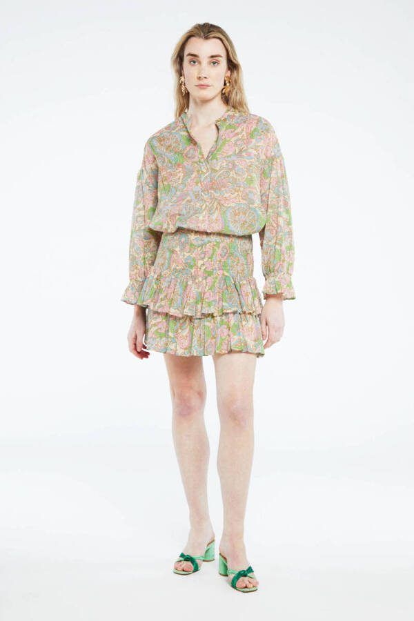 Fabienne Chapot Mary Rok Dubbele Ruffle Streep Elastische Tailleband Multicolor Dames - Foto 2