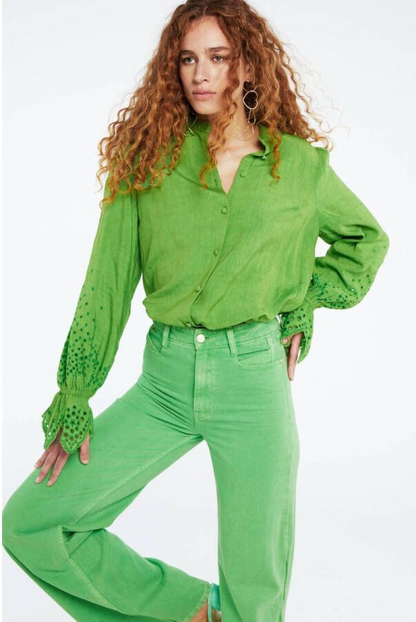 Fabienne Chapot blouse Clarissa blouse met broderie groen - Foto 2