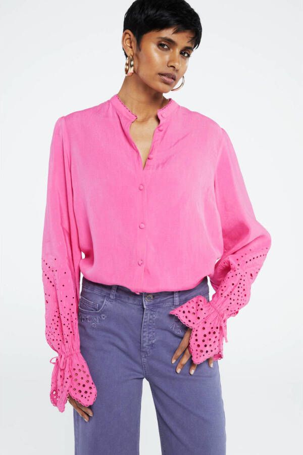 Fabienne Chapot blouse Clarissa blouse met broderie roze