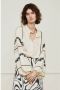Fabienne Chapot blouse Dune met all over print en ruches ecru zwart - Thumbnail 2