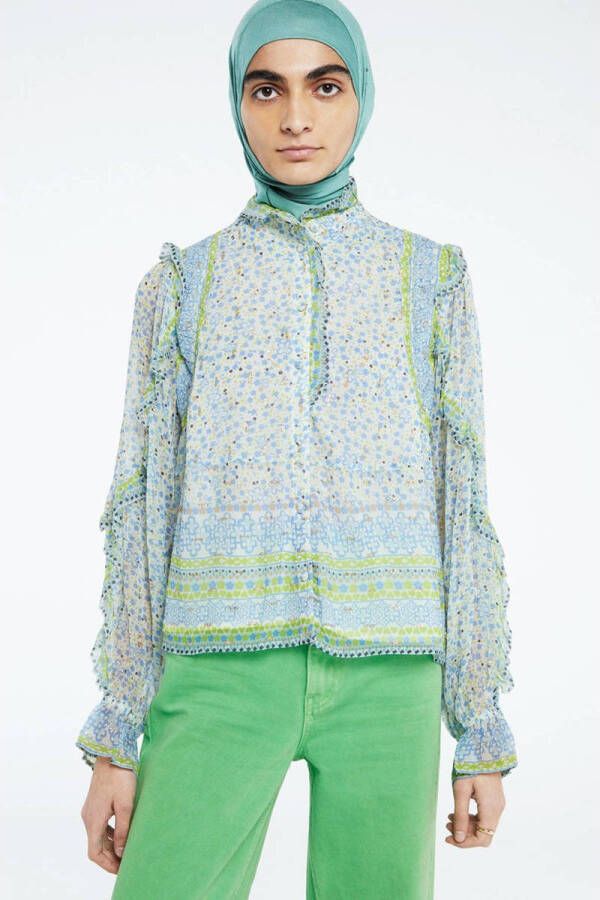 Fabienne Chapot Doorschijnende Blouse met Mooie Print en Lurex Details Multicolor Dames