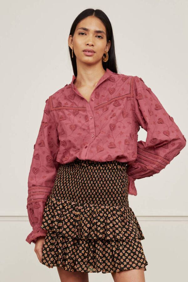 Fabienne Chapot blouse Joan met 3D applicatie donkerrood