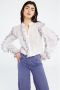 Fabienne Chapot blouse Josie Blouse met grafische print met broderie wit blauw roze - Thumbnail 2