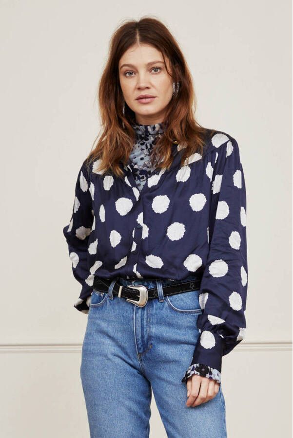 Fabienne Chapot blouse Nina met stippen blauw