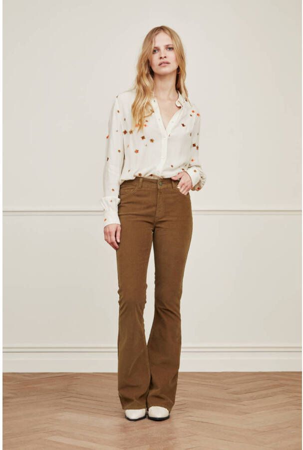 Fabienne Chapot corduroy flared broek Eva cognac