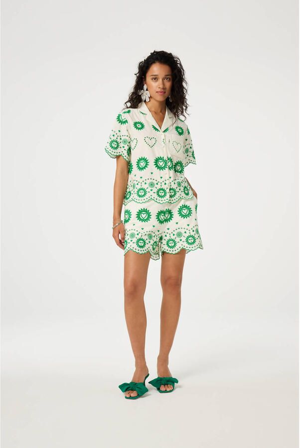 Fabienne Chapot regular waist casual short wit broderie - Foto 6