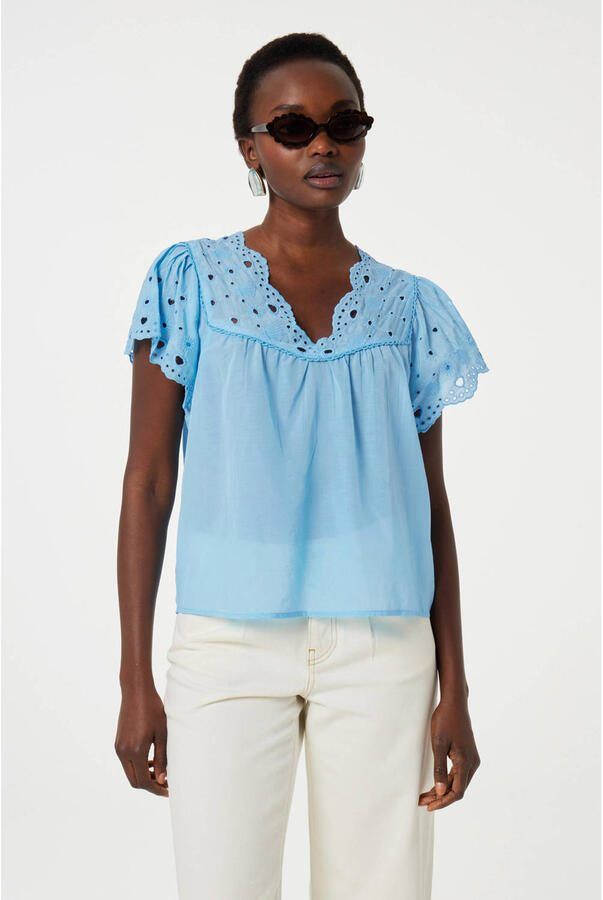 Fabienne Chapot blousetop blauw broderie - Foto 1