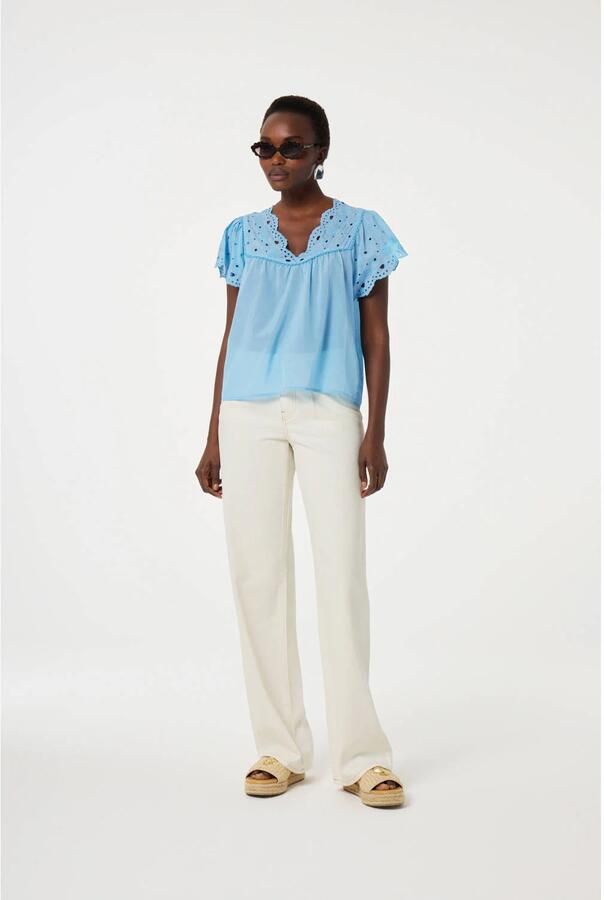 Fabienne Chapot blousetop blauw broderie - Foto 2