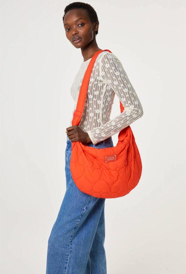 Fabienne Chapot doorgestikte crossbody tas Fabio oranje